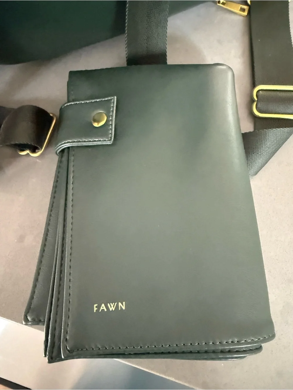 Fawn The Original Diaper Bag Faux Leather Backpack in Olive Green